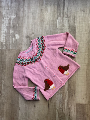 Baby Boden Pink Bird Cardigan