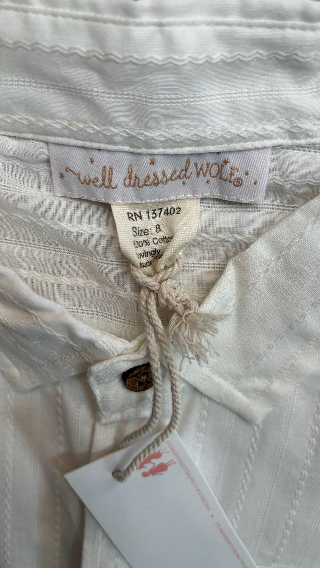 Well Dressed Wolf White Button Down - NEW