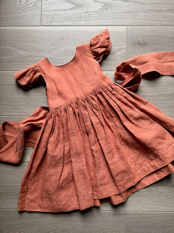 My Little Dani Rust Linen Dress