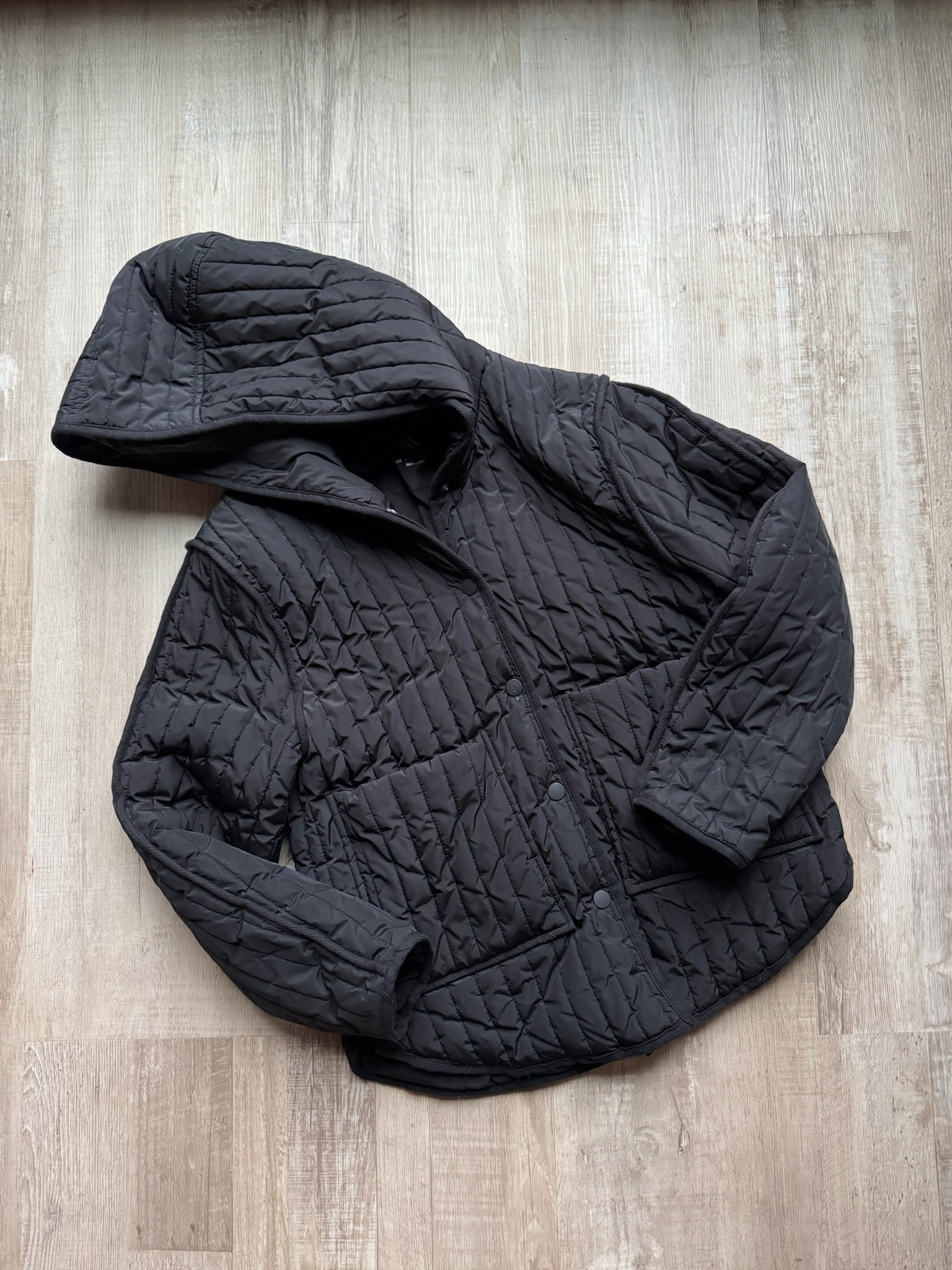Zara Quilted Black Coat