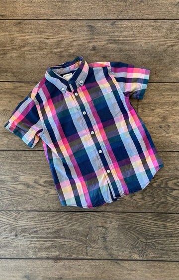 CrewCuts Navy/Pink Plaid Button Down