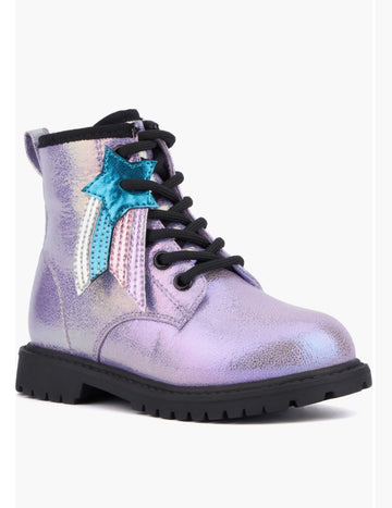 Olivia Miller Metallic Combat Boots - NEW