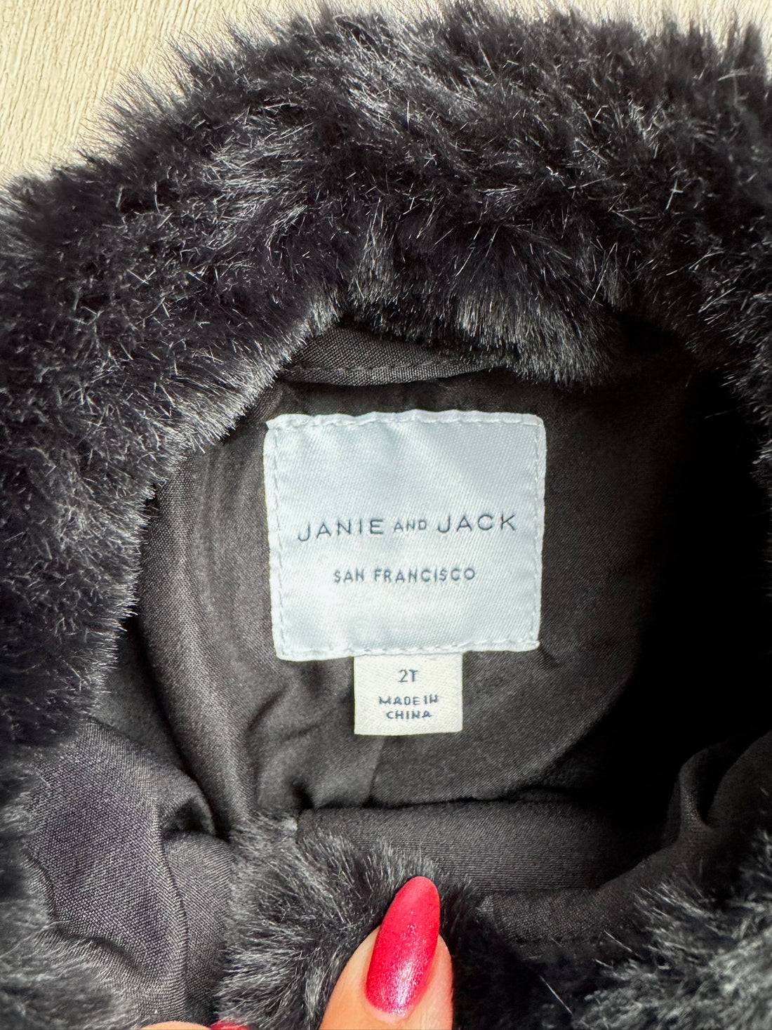 Janie & Jack Black Fur Coat