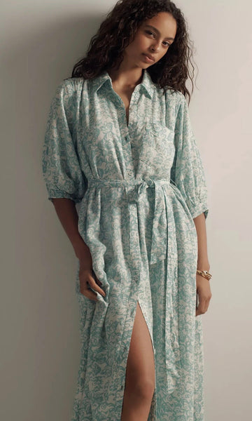 Mauve Blue Linen Dress - NEW