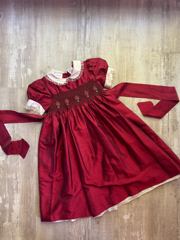 Laura Ashley Vintage Red Silk Dress AS IS