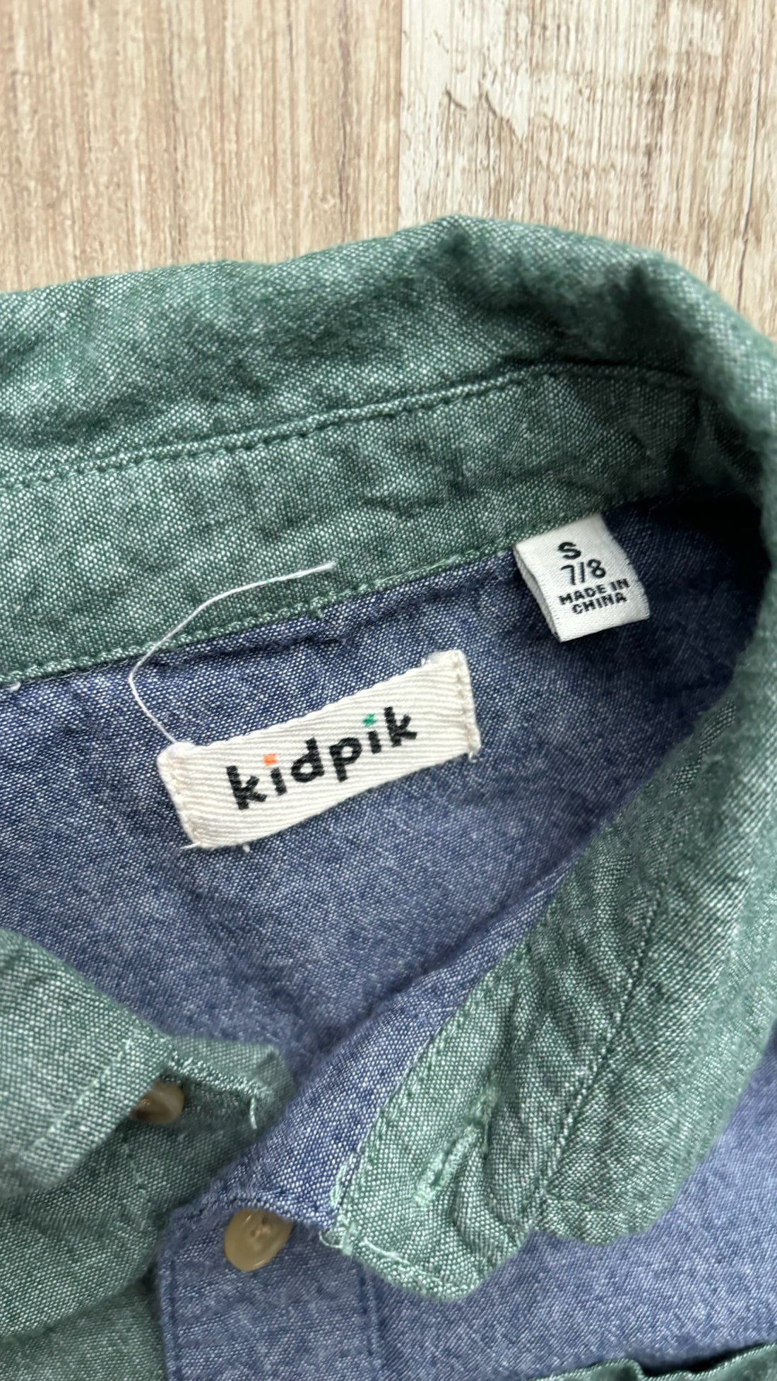 Kidpik Green/Blue Button Down
