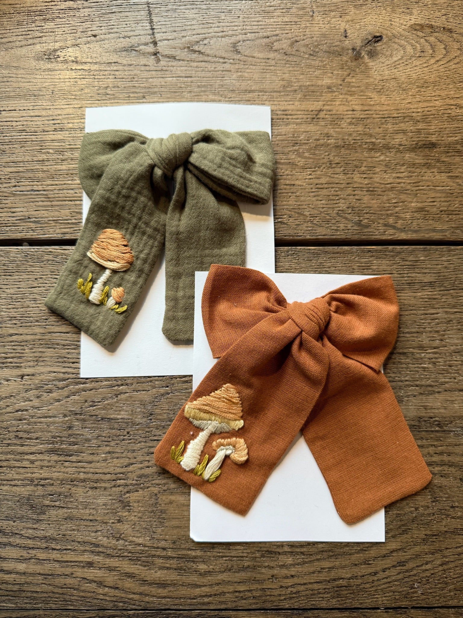 Carolina’s Handmade Mushroom Embroidered Bow