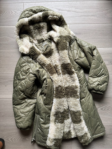 Zara Green Sherpa Puffer Coat