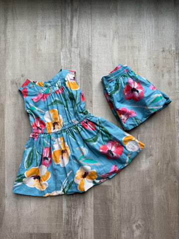 Tea Collection Blue Floral Linen Dress