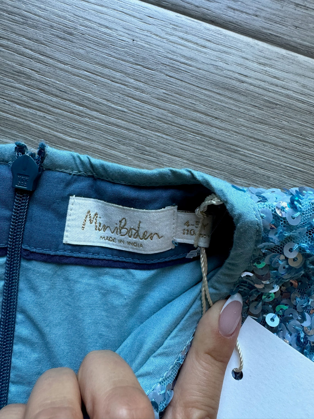 Mini Boden Blue Sequin Velour Dress - NEW