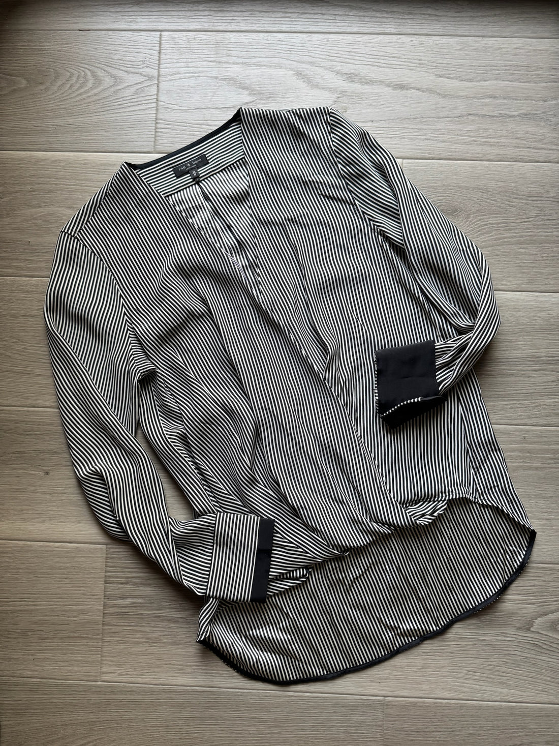 Rag & Bone Black & White Silk Blouse
