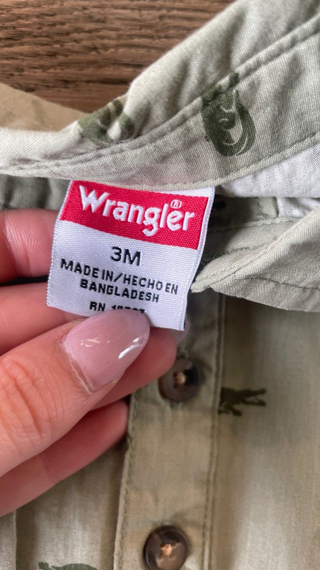 Wrangler Green Crocodile Button Down Onesie