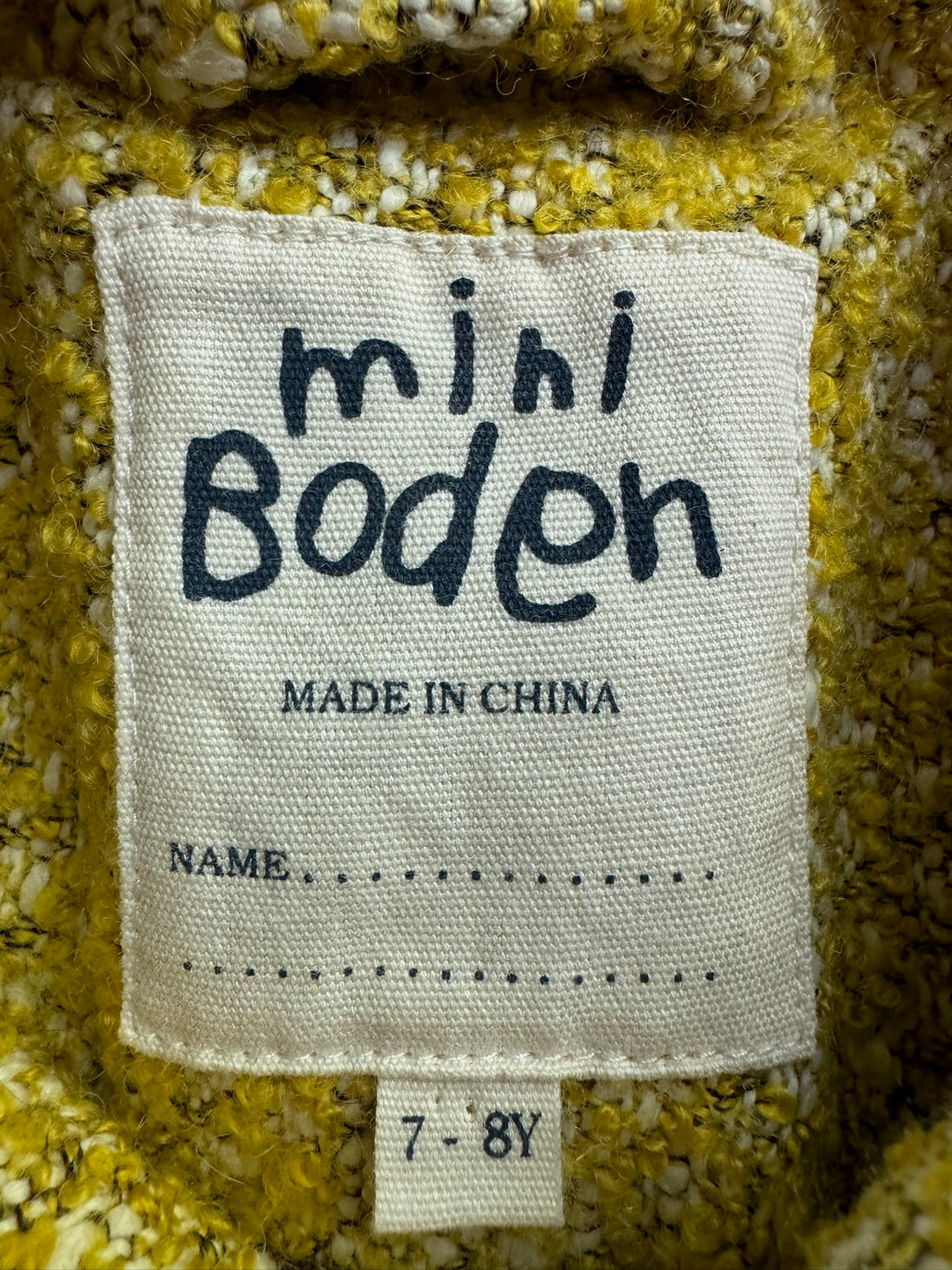 Mini Boden Mustard Coat