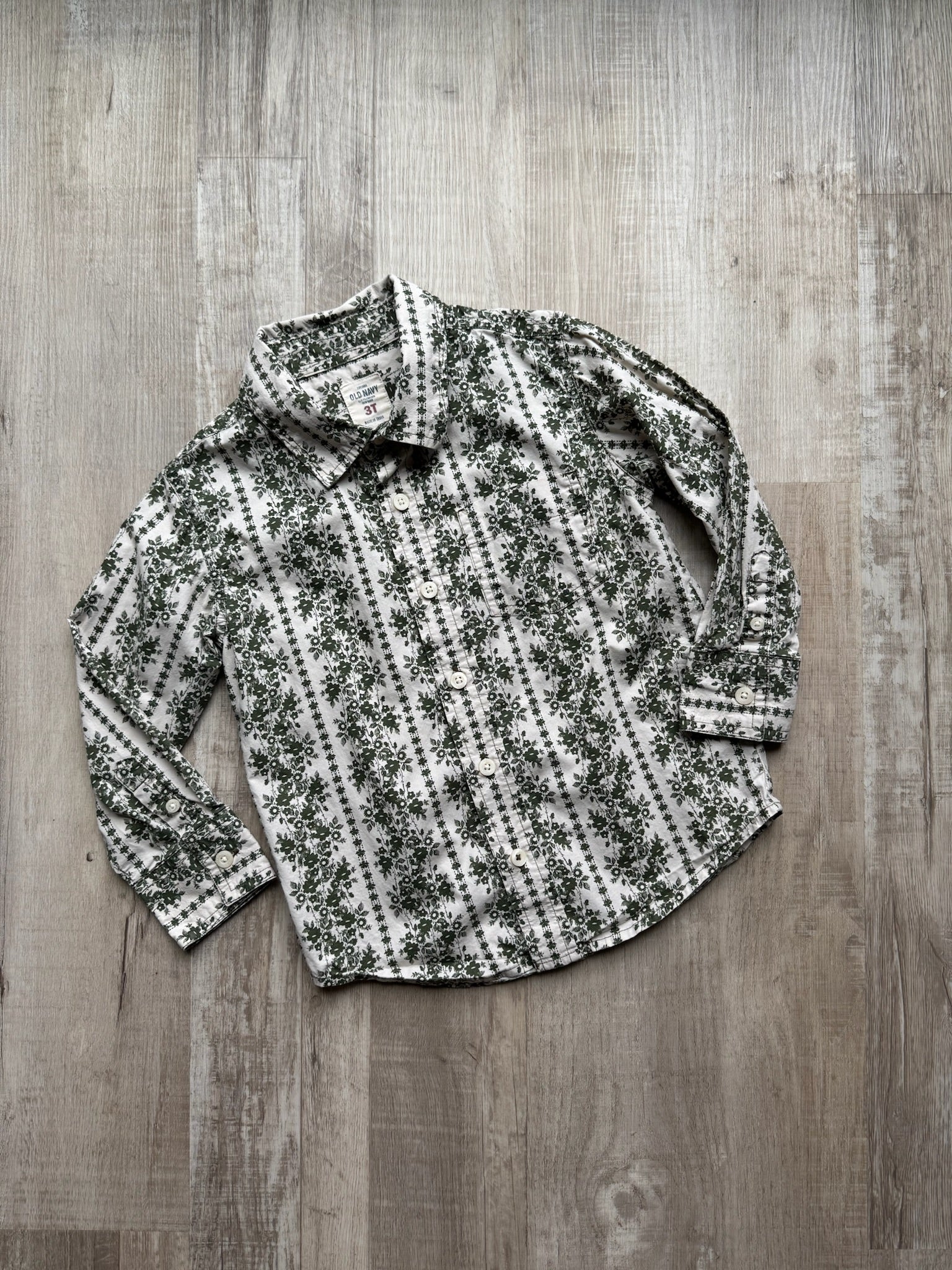 Old Navy Vintage Green Floral Button Down