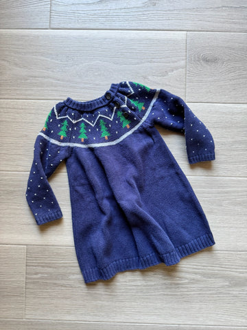Hanna Andersson Navy Christmas Sweater Dress