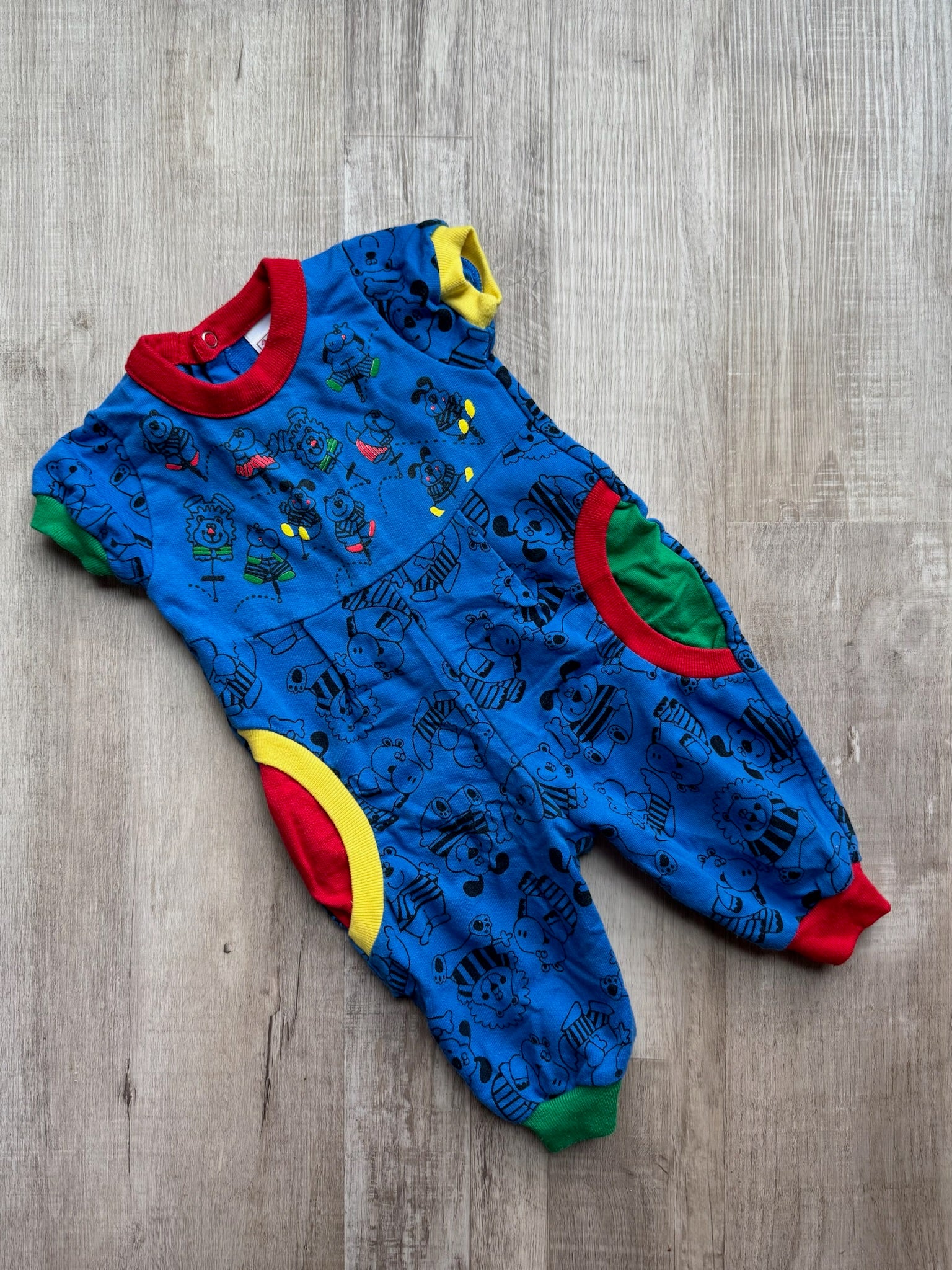 Bustard Brown Vintage Blue Animal Romper