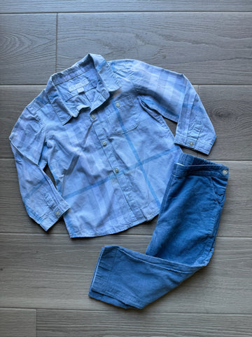 Burberry White/Grey Button Down Shirt & Pants - AS IS