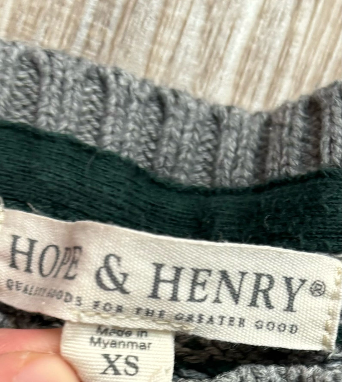Hope & Henry Grey/Green Sweater