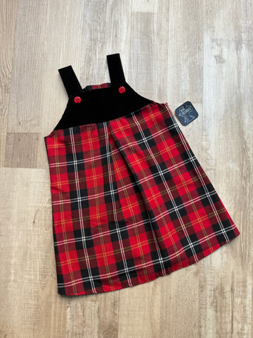 Vintage Red Plaid Apple Button Dress