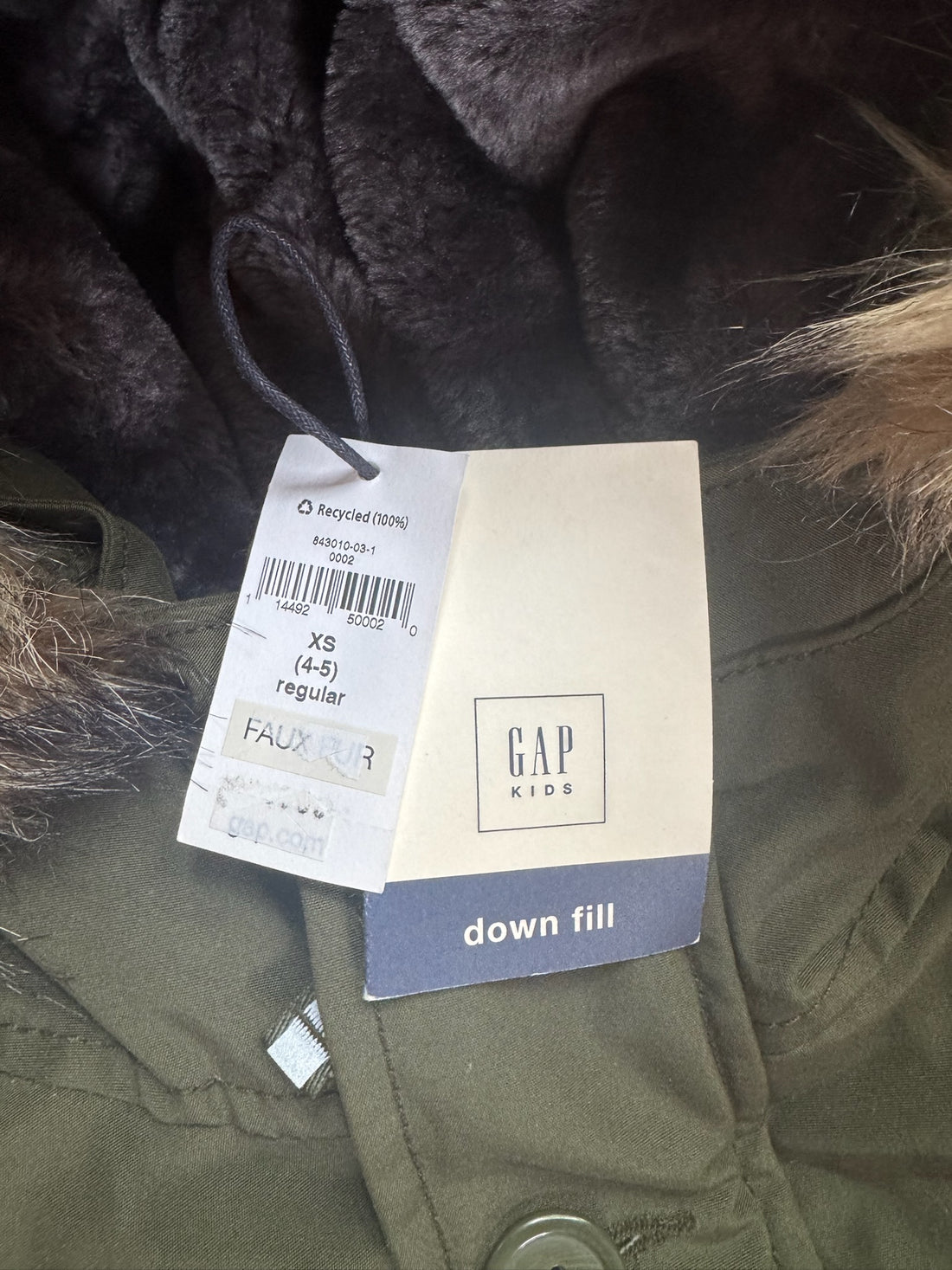 Gap Green Down Fill Coat - NEW