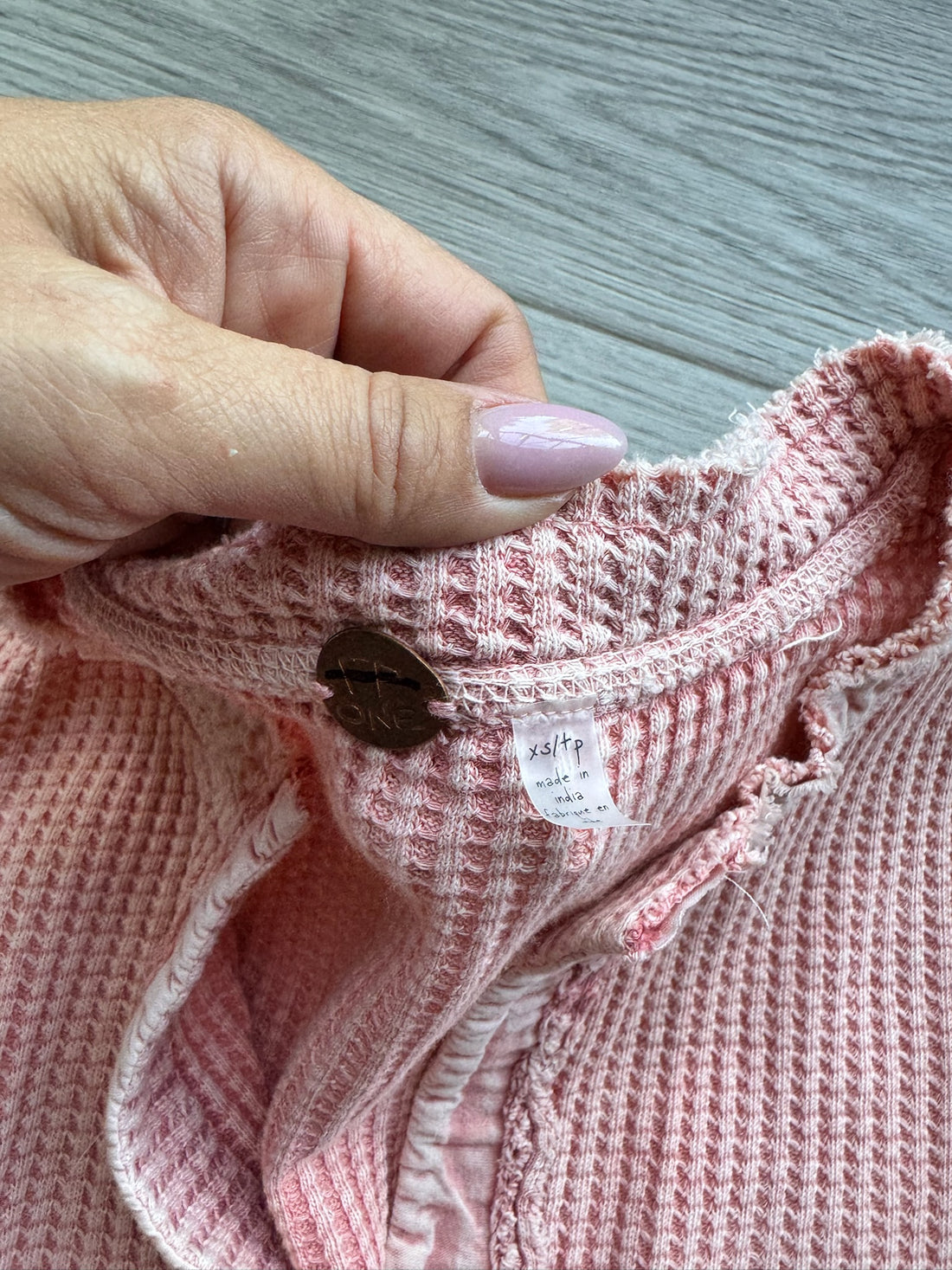 Free People Pink Waffle Knit Top