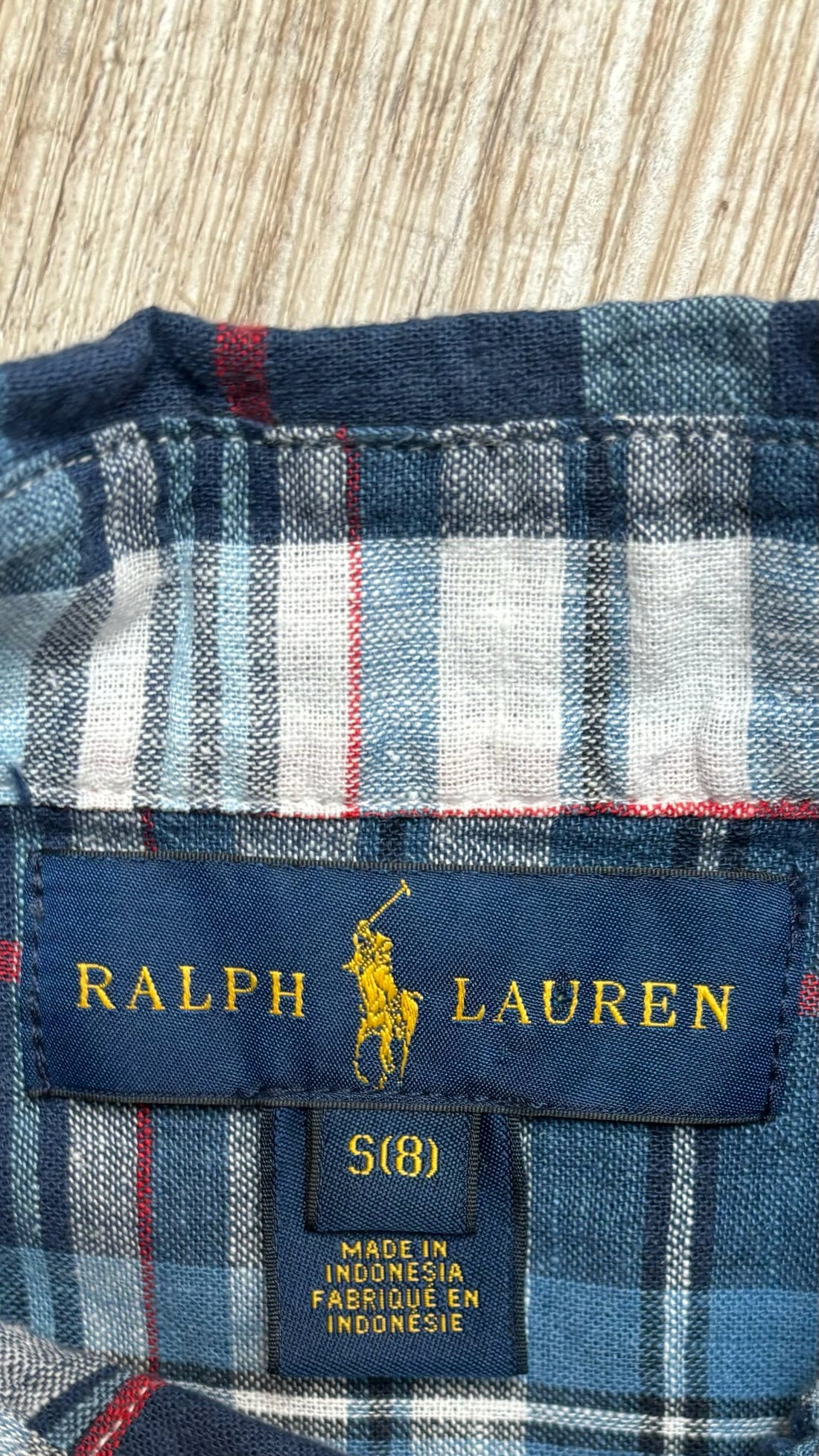 Ralph Lauren Blue Plaid Short Sleeve Button Down