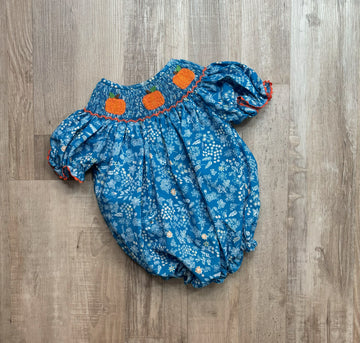 Boutique Pumpkin Smocked Bubble - NEW