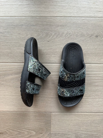 Crocs Black Glitter Sandals