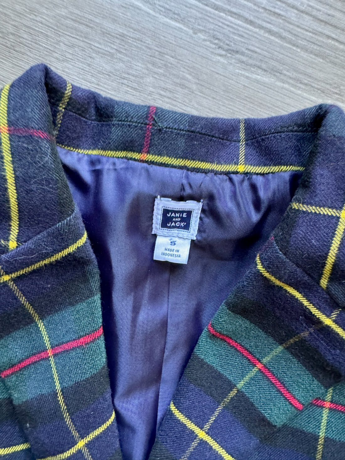 Janie & Jack Green Plaid Wool Blazer