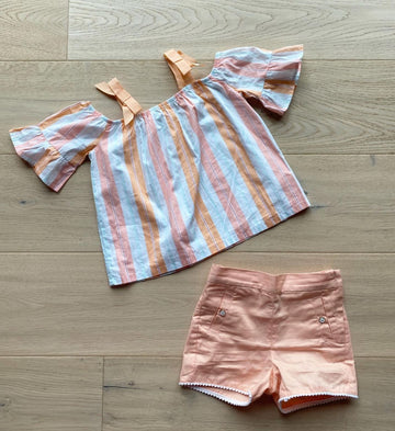 Janie & Jack Peach Stripe Set