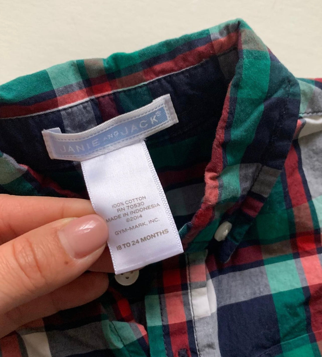 Janie & Jack Green Plaid Button Down