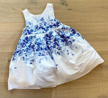 Janie & Jack White Dress Blue Roses NEW