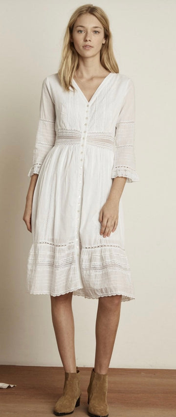 Velvet White Eyelet Dress - NEW