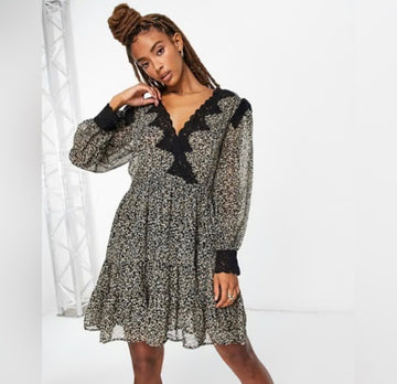 Topshop Lace Trim Ditsy Mini Dress