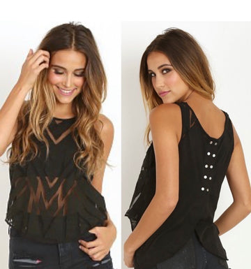 Free People Ginger Cut Out Black Tank