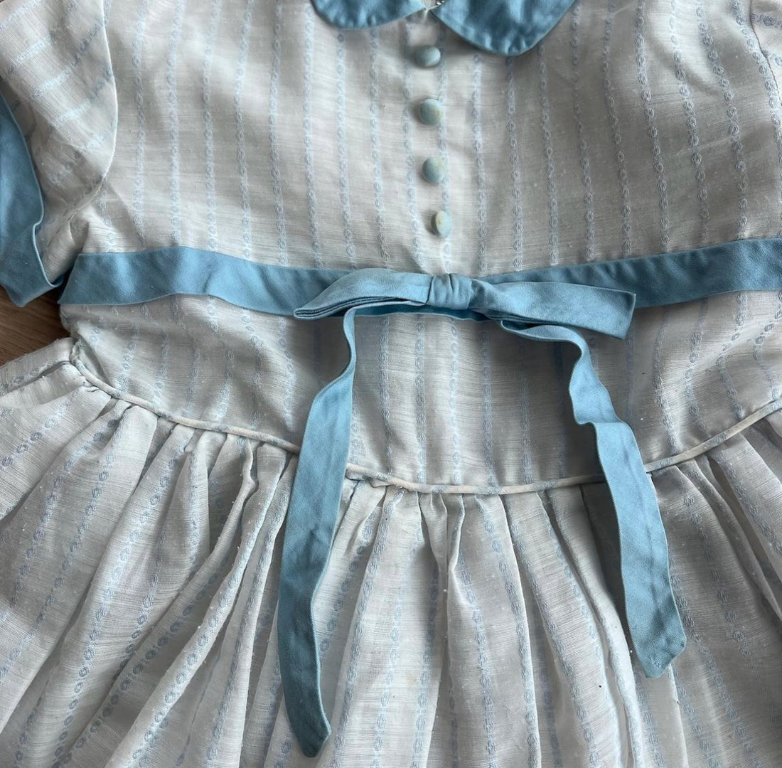 Vintage White Dress with Blue