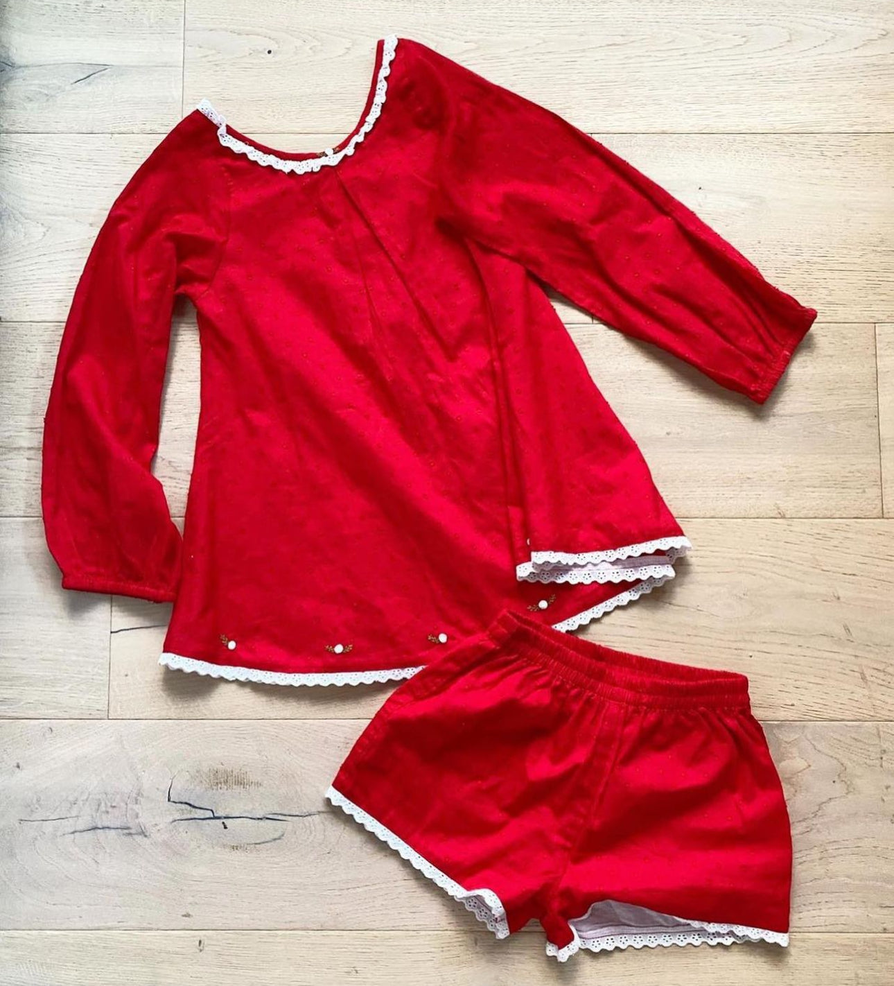 Well Dressed Wolf Red Swiss dot Set