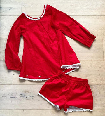 Well Dressed Wolf Red Swiss dot Set