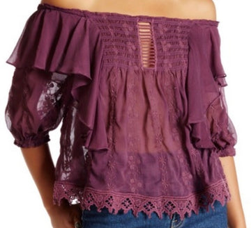 Free People Purple Lace Top - NEW