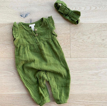 Cat & Jack Green Romper w/ Bow