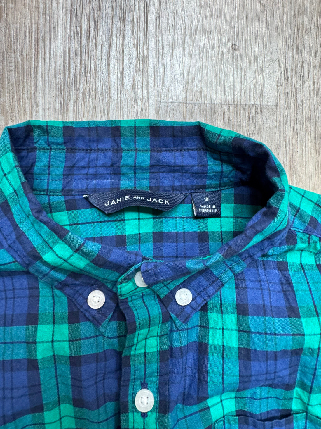 Janie and Jack Button Down Navy/Green