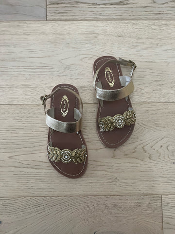 Joyfolie Beaded Gold Sandals