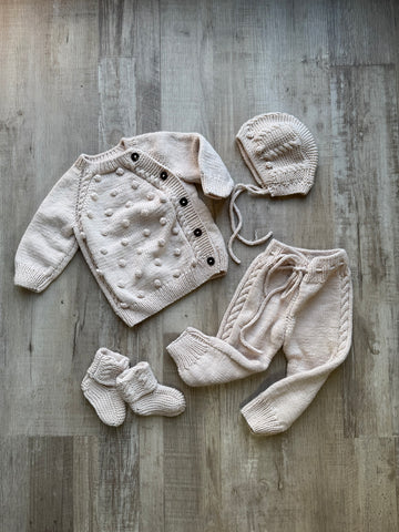 Hand Knit Cream Set