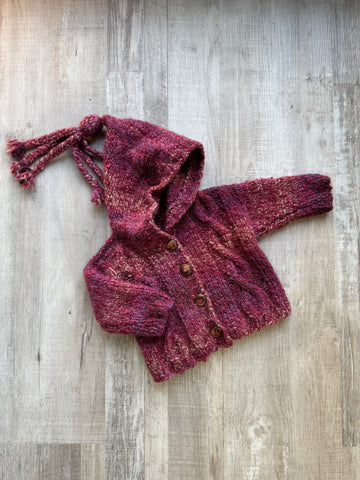 HandKnit Burgundy Cardigan