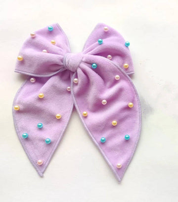 Velvet Hair Bow - Pastel Paradise