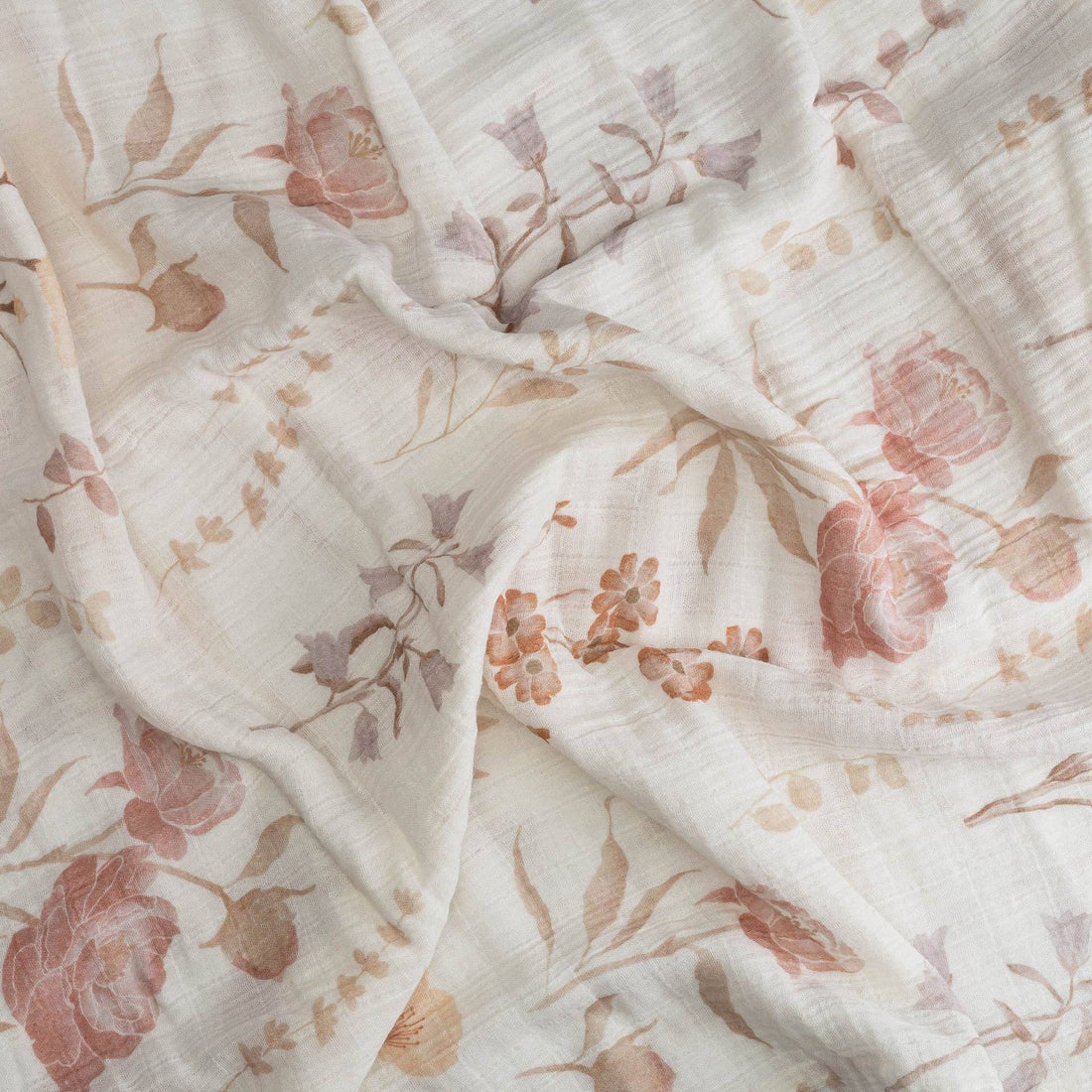 Violet Floral 100% Cotton Muslin Swaddle Blankets (Set of 3)