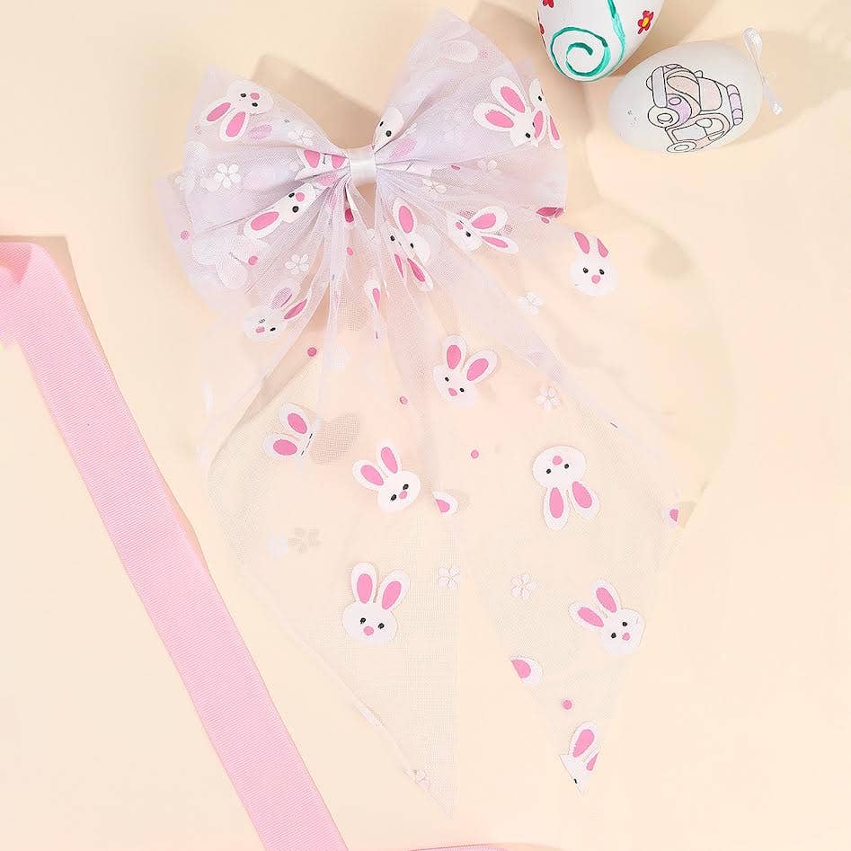 Tulle Hair Bow - Hoppy Easter