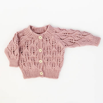 Leaf Lace Hand Knit Cardigan Sweater Rosy Baby Toddler