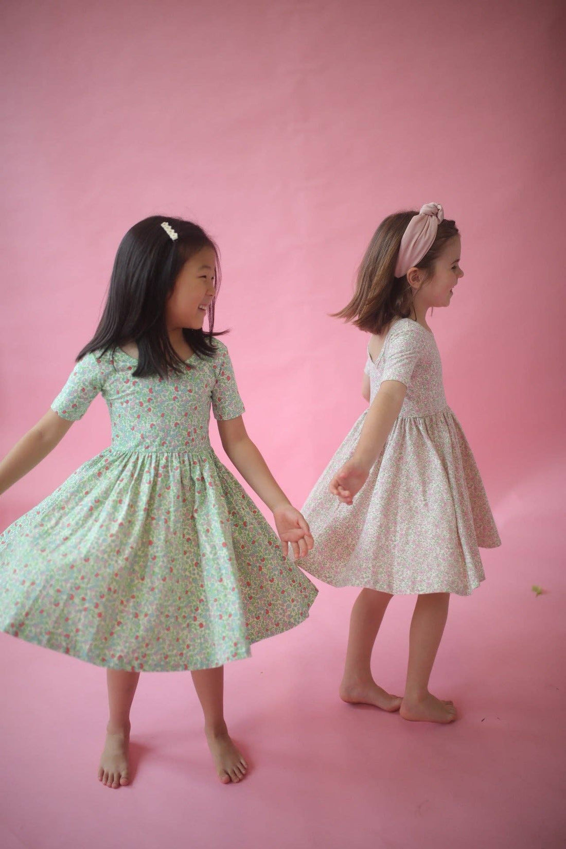 Short Sleeve Twirl Dress in Spring Green Floral