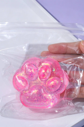 Glitter Paw Print Squeeze Stress Relief Toy